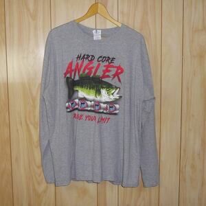 Vintage Delta Dri Bass Fishing Shirt Gray Hard Core Angler Men XL Gorpcore Y2K